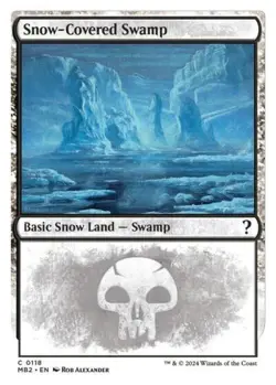 MTG English Snow-Covered Swamp (White Border) NM Normal Mystery Booster 2 - Image 1