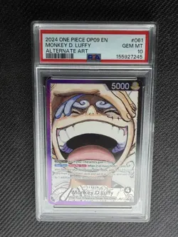 OP09-061 Monkey.D.Luffy Alt Art Foil Leader Emperors in the New World PSA 10 - Image 1