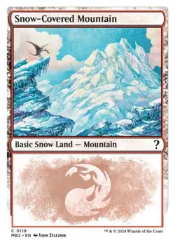MTG English Snow-Covered Mountain (White Border) NM Normal Mystery Booster 2 - Image 1