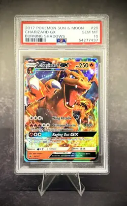 PSA 10 💎 🔥 2017 POKEMON SUN & MOON BURNING SHADOWS #20 CHARIZARD GX - Image 1