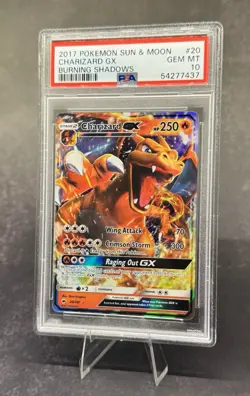 PSA 10 💎 🔥 2017 POKEMON SUN & MOON BURNING SHADOWS #20 CHARIZARD GX - Image 2