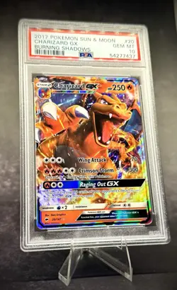 PSA 10 💎 🔥 2017 POKEMON SUN & MOON BURNING SHADOWS #20 CHARIZARD GX - Image 3