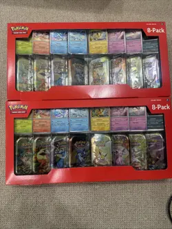Costco Pokemon Prismatic Evolutions 8 Mini Tins 2 Pack - Image 1