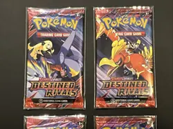 Pokemon DESTINED RIVALS 4 Sealed Booster Pack Art Set Bundle VG - Image 2