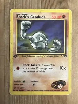Brock's Geodude 68/132 1st Edition Common Gym Challenge Pokemon DMG 2000 WOTC - Image 1