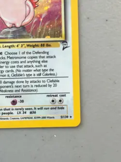 Clefable – Pokemon Base set 2 – 5/130 – Holo rare – NM/LP - Image 4
