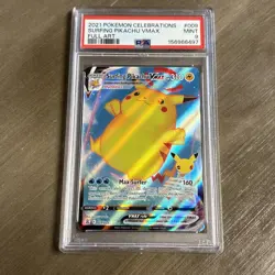 2021 POKEMON CELEBRATIONS #009 FULL ART/SURFING PIKACHU VMAX PSA 9 MINT - Image 1