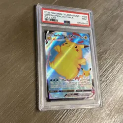 2021 POKEMON CELEBRATIONS #009 FULL ART/SURFING PIKACHU VMAX PSA 9 MINT - Image 3