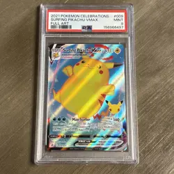 2021 POKEMON CELEBRATIONS #009 FULL ART/SURFING PIKACHU VMAX PSA 9 MINT - Image 5