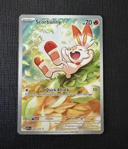 Pokemon TCG Scorbunny Full Art Holo Rare 225/217 70 HP English Prismatic - Image 1