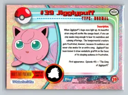 Pokemon Topps 1999 JigglyPuff #39 Blue Logo Non-Holo - Image 2