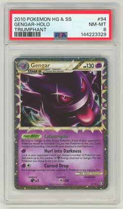 2010 Pokemon HG & SS TRIUMPHANT GENGAR-HOLO #94 PSA 8 Freshly Graded - Image 1