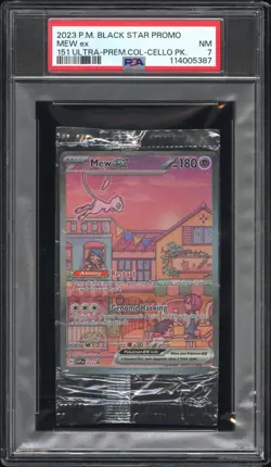 2023 P.M SVP BLACK STAR PROMO MEW EX 053 HOLO PSA 7 POKEMON CELLO - Image 1