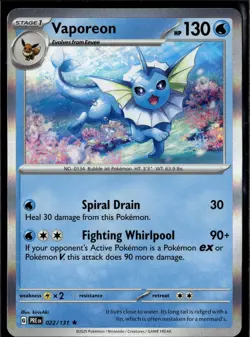 Vaporeon 022/131 Holo Rare SV: Prismatic Evolutions Pokemon Holo Near Mint - Image 1