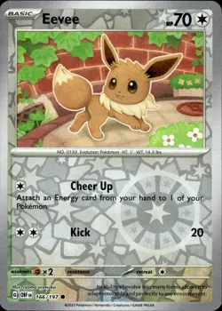 EEVEE 166/197 COMMON OBSIDIAN FLAMES POKEMON REVERSE HOLO NM - Image 1