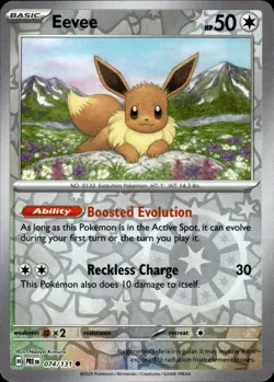 EEVEE 074/131 COMMON PRISMATIC EVOLUTIONS POKEMON REVERSE HOLO NM - Image 1