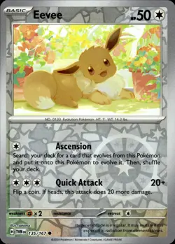 EEVEE 135/167 COMMON TWILIGHT MASQUERADE POKEMON REVERSE HOLO NM - Image 1