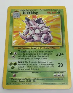 Nidoking 11/102 Base Set Holo Rare Vintage 1999 Pokemon Card - Image 2