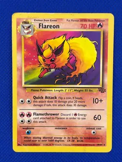 Pokemon TCG Flareon 19/64 Rare Vintage Jungle Card Non Holo DMG/HP - Image 1