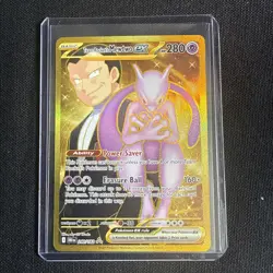Team Rocket's Mewtwo ex 240/182 Destined Rivals Pokemon Gold Hyper Rare TCG NM - Image 1