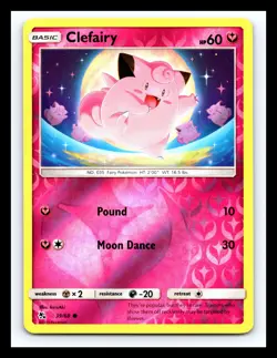 💥 CLEFAIRY 2019 Pokemon Sun & Moon Hidden Fates - [Holo] - Reverse Foil #39/68 - Image 1