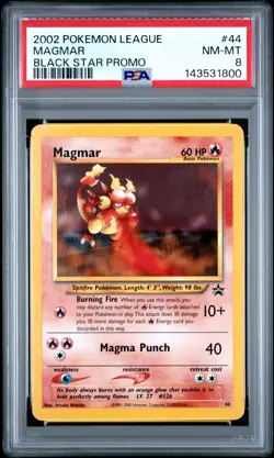 2002 POKEMON LEAGUE PROMO BLACK STAR #44 MAGMAR PSA 8 - Image 1
