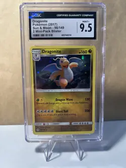(CGC 9.5) DRAGONITE 2017 POKEMON SUN & MOON 2 MINI PACK BLISTER HOLO 96/149 - Image 1