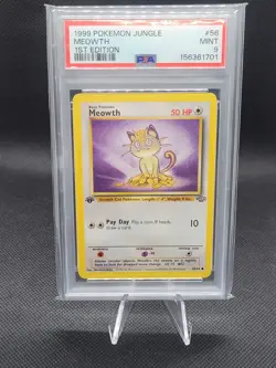 1999 Pokemon Jungle 1st Edition #56 Meowth PSA 9 MINT - Image 1