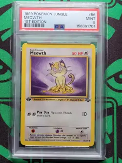 1999 Pokemon Jungle 1st Edition #56 Meowth PSA 9 MINT - Image 3