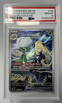 2025 POKEMON DRI EN-DESTINED RIVALS ILLUSTRATION RARE CYNTHIA'S ROSERADE PSA 10 - Image 1