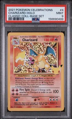 Pokemon 2021 Celebrations Classic Collection Charizard 4/102 Holo Reprint PSA 9 - Image 1