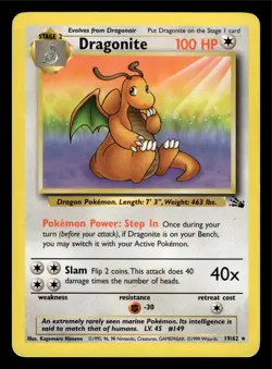 Dragonite Fossil 19/62 Pokemon TCG LP Holo 1999 - Image 1