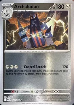 Archaludon 075/094 Uncommon Phantasmal Flames Pokemon Reverse Holo Near Mint - Image 1