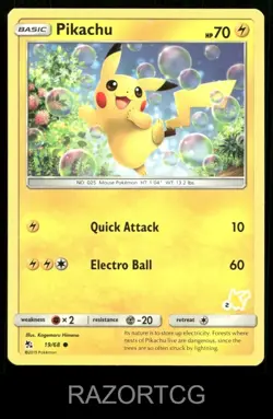 PIKACHU - 19/68 (#2 PIKACHU STAMPED) 019/068 P BATTLE ACADEMY POKEMON NM/M - Image 1