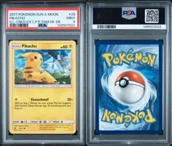 Pikachu #28 PSA 9 Mint 2017 Pokemon Sun & Moon German Cracked Ice Promo - Image 1