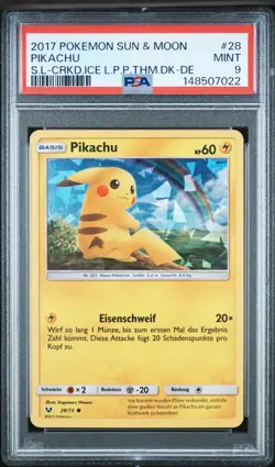 Pikachu #28 PSA 9 Mint 2017 Pokemon Sun & Moon German Cracked Ice Promo - Image 2