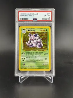 1999 POKEMON BASE SET UNLIMITED #11 NIDOKING-HOLO PSA 6 - Image 1