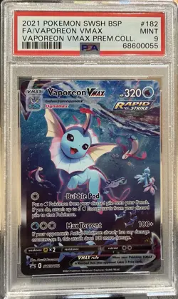 2021 Pokemon SWSH BSP #182 FA/Vaporeon VMAX Premium Collection Mint PSA 9 - Image 1