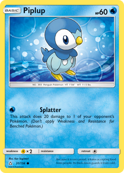 PIPLUP 31/156 C ULTRA PRISM POKEMON REVERSE HOLO MP SUGIMORI - Image 4