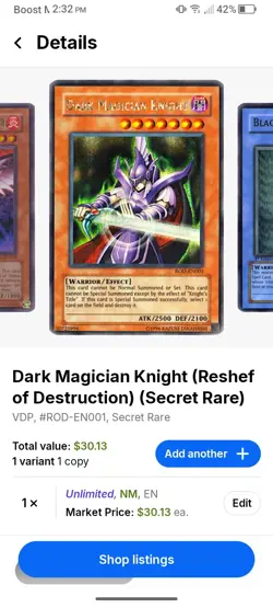 Konami Yu-Gi-Oh! TCG Dark Magician Knight ROD-EN001 Secret Rare Unlimited Promo - Image 4
