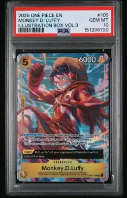 2025 ONE PIECE PROMOS 109 MONKEY D. LUFFY ILLUSTRATION BOX VOL.3 PSA 10 - Image 1