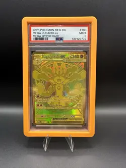 Pokemon Mega Lucario EX 188/132 ME01 Mega Evolution Holo PSA 9 Mega Hyper Rare - Image 1