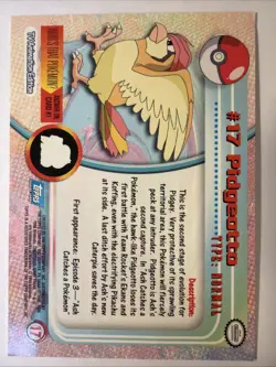 PIDGEOTTO #17 Pokemon Card TCG Topps TV Animation - Image 2