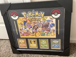 Pokemon Base Set Framed Display (Charmander, Pikachu, Bulbasaur, Squirtle) - Image 1