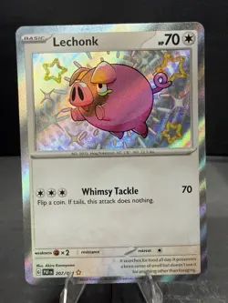 Lechonk 207/091 SV: Paldean Fates Holo Shiny Rare Pokemon Near Mint 🐷 - Image 1