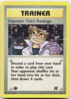 Imposter Oak's Revenge 76/82 Uncommon Team Rocket Pokemon 1st Edition Damaged - Image 1
