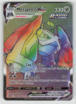 Metagross VMAX 208/198 Rare Rainbow Chilling Reign Pokemon NM - Image 1