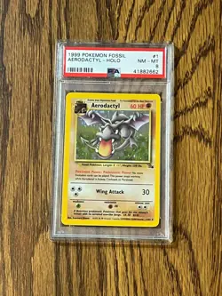 1999 Pokemon Fossil #1 Aerodactyl - Holo PSA 8 - Image 1