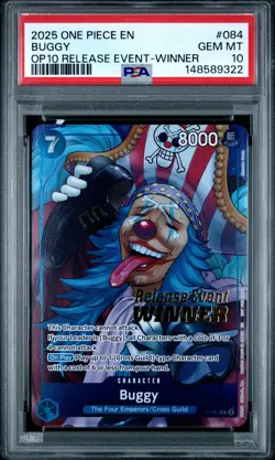 2025 ONE PIECE PROMOS ROYAL BLOOD RELEASE EVENT-WINNER #084 BUGGY PSA 10 - Image 1