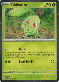 Chikorita (Cosmos Holo) Common Miscellaneous Cards & Products 008/217 NM - Image 1